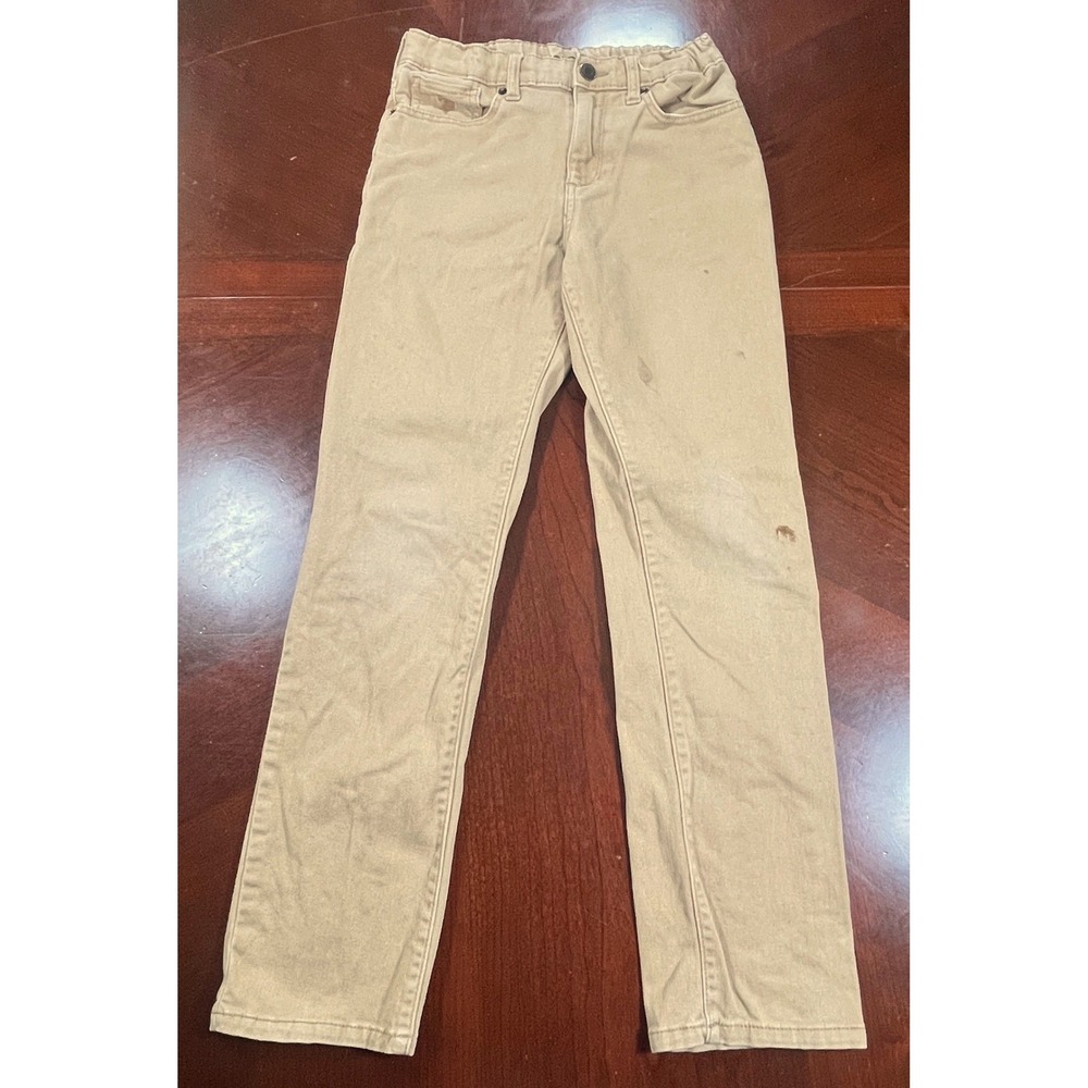 US Polo Assn Boys Khaki Chino Pants Size 12 Adjustable Waist Spotting GUC
